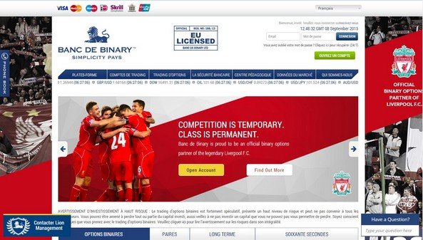 Banc de Binary options binaires Liverpool