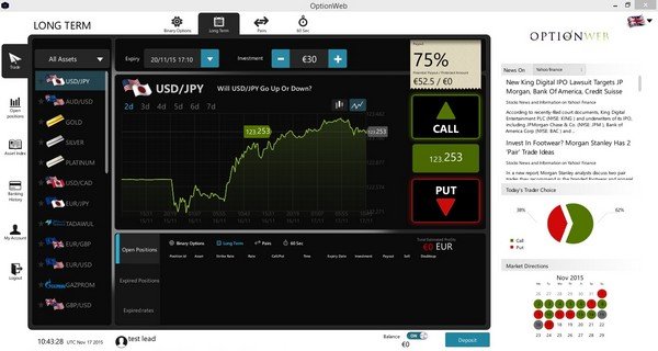 OptionWeb plateforme de trading en ligne